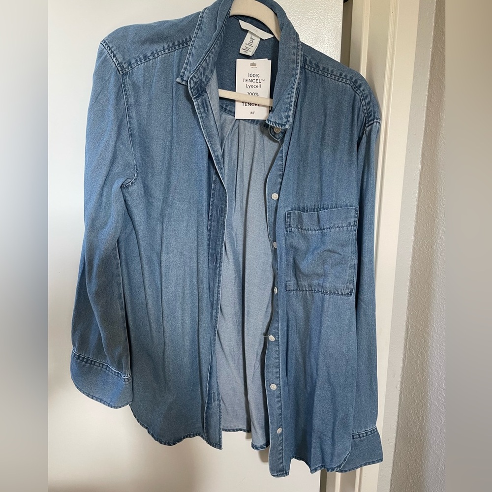 H&M Blue Denim Button-Up Shirt